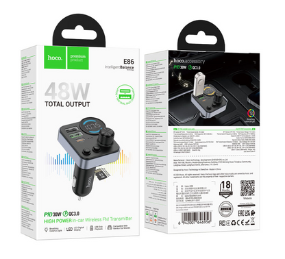 HOCO - E86 Alegria 48W Car Bluetooth FM Transmitter & Fast Charger