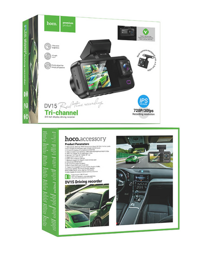 HOCO - Dash cam “DV15” tri-channel driving recorder