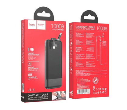 Hoco - Ultra Slim Built In Cable PowerBank 10000mAh