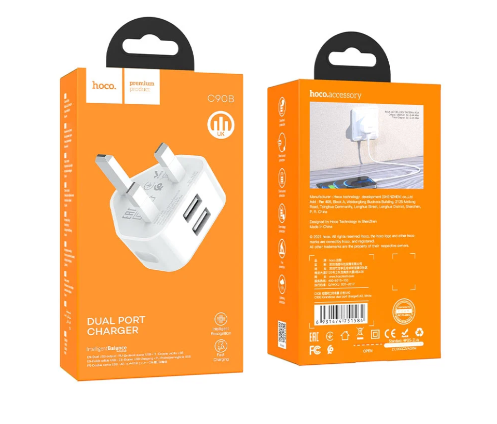 Hoco - Grandiose Dual Port Charger brick