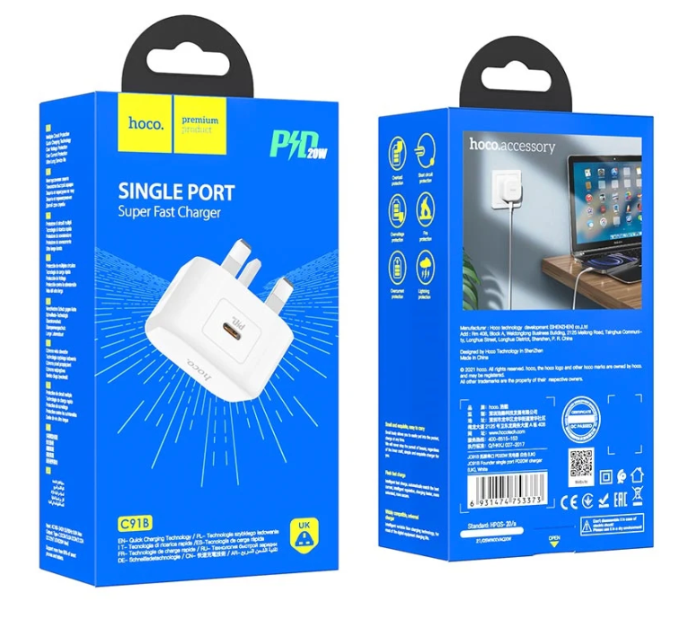 Hoco C91B Type-C 20W PD Adapter