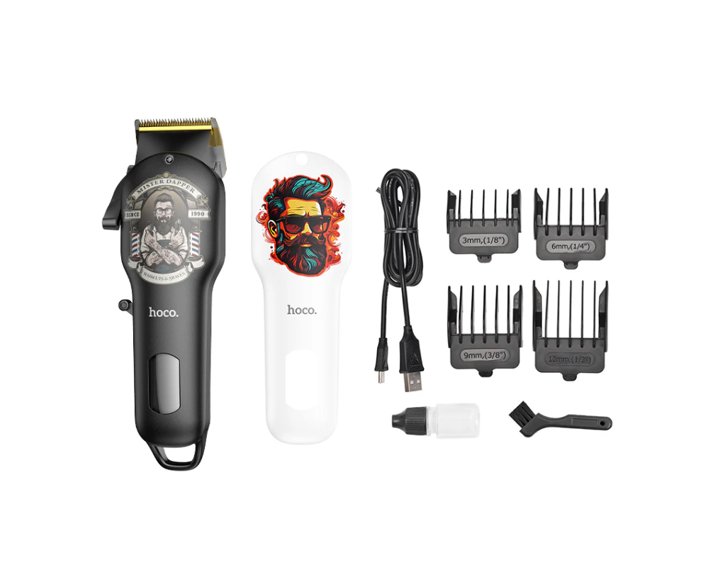 HOCO HP20 Electric Hair Clipper with Digital Display – Black & Gold